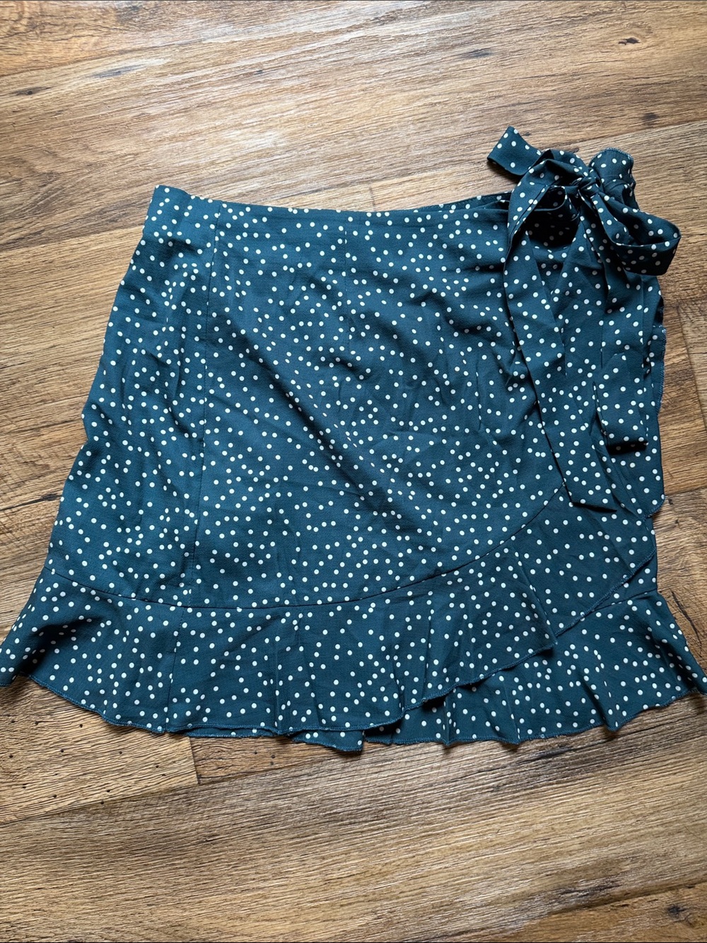 Polka Dot Ruffle Wrap Skirt - Teal